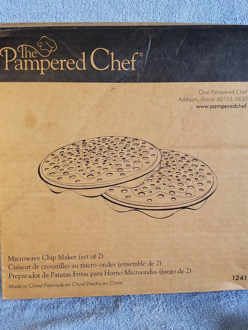 Pampered Chef Microwave Chip Maker Set #1241 Crisping Trays w/ Box & Manual